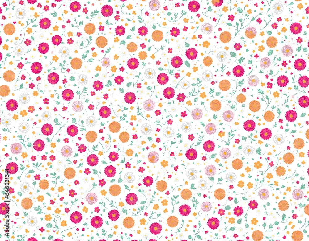 Pattern of multi-colored flowers. AI generated. Pattern of multi-colored flowers. AI generated.