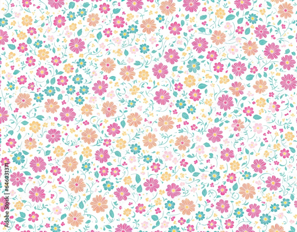 Pattern of multi-colored flowers. AI generated. Pattern of multi-colored flowers. AI generated.