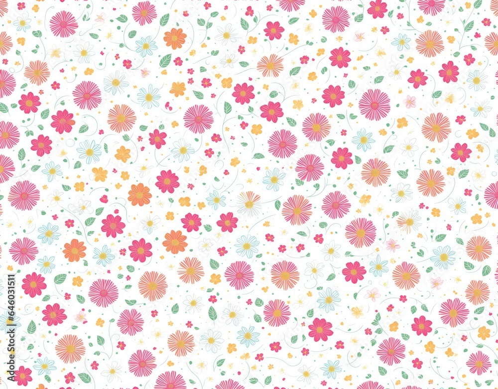 Pattern of multi-colored flowers. AI generated. Pattern of multi-colored flowers. AI generated.