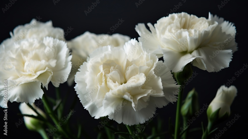Pure White Carnation - Graceful Dianthus Caryophyllus Flower in Pristine White Pure White Carnation - Graceful Dianthus Caryophyllus Flower in Pristine White
