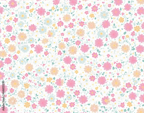 Pattern of multi-colored flowers. AI generated.