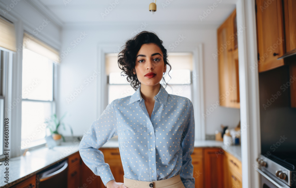 Young woman in the kitchen of her home Young woman in the kitchen of her home