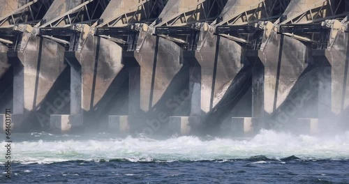 Water flowing from a dam