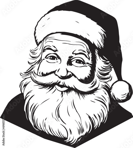 Retro Santa Claus Head in a Christmas hat, Santa head, Vector illustration, SVG
