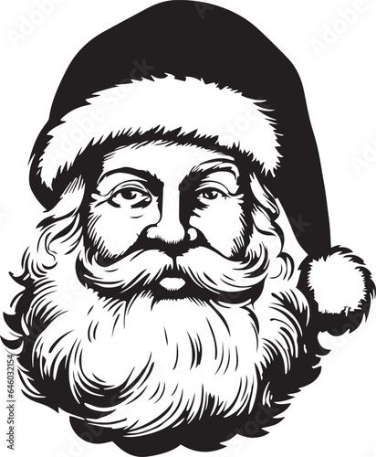 Retro Santa Claus Head in a Christmas hat, Santa head, Vector illustration, SVG
