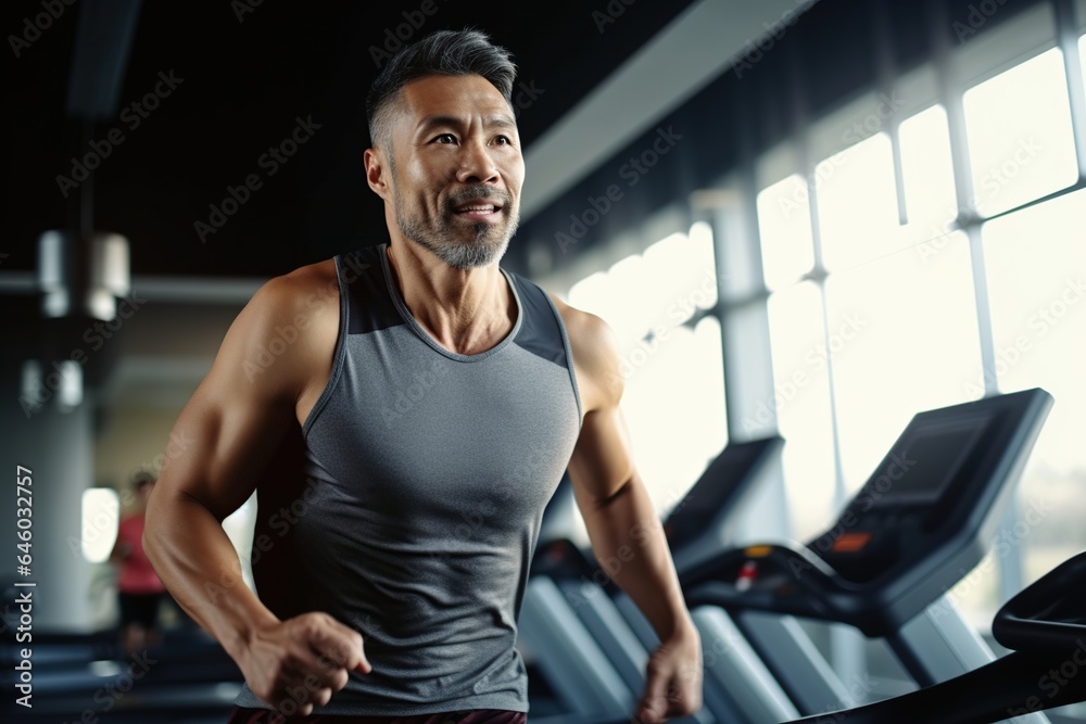 Young man in sportswear running on treadmill at gym, man workout in gym healthy lifestyle Young man in sportswear running on treadmill at gym, man workout in gym healthy lifestyle