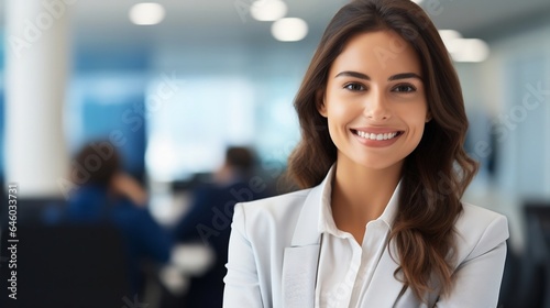 Wallpaper Mural Portrait of young businesswoman smiling at camera in office. Business people concept Torontodigital.ca