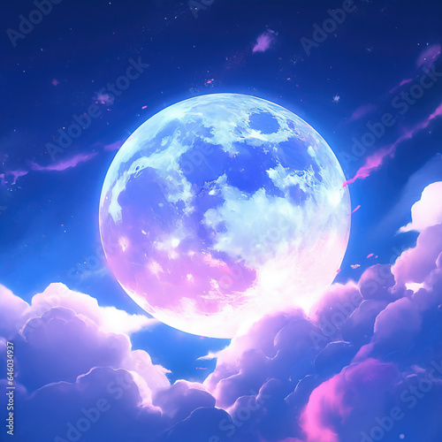 Full Moon Background of Mid-Autumn Festival created with generative ai tecnology.