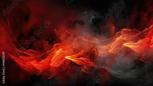 A Fiery Toned Red Sky and Abstract Black and Red Background with Smoke and Flame Effects Wide Banner for Design, generative ai
