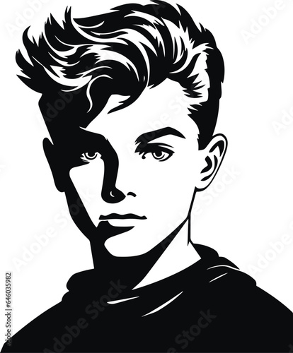 Retro Boy Head, Little boy face, Vector illustration, SVG