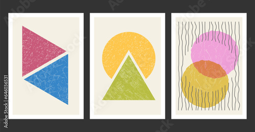 A set of hand-drawn paintings for interior design of premises. Minimalist geometry designs for prints, paintings, posters and creative ideas in an abstract style