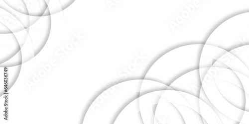 Modern abstract white background with circles. White bubble.Random shifted white circle background wallpaper banner pattern with copy space Abstract blank geometric circle with drop shadow background.