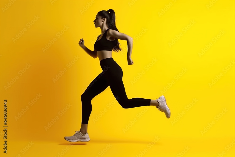 Young woman Asia in sportswear running on treadmill at gym, woman workout in gym healthy lifestyle