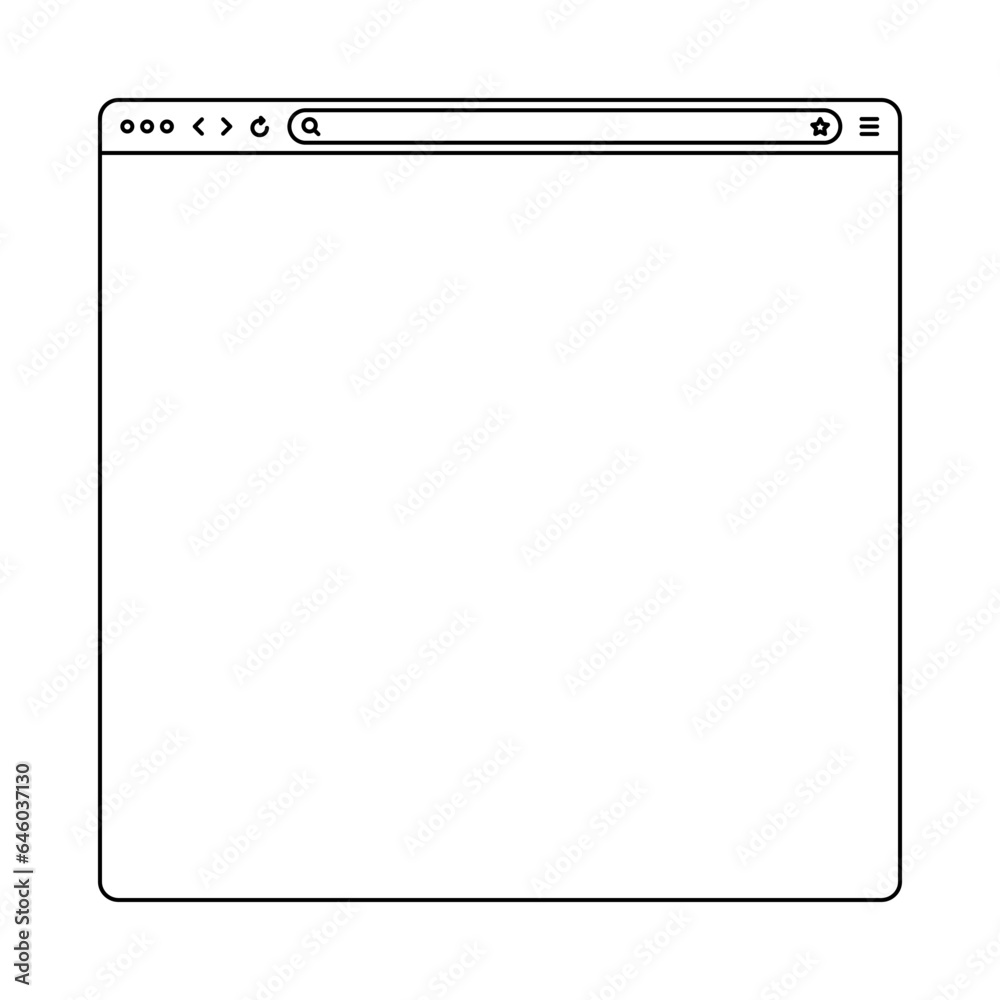 Blank web browser, internet page window with toolbar and search field. Modern website in flat style, line art. Browser mockup for computer, tablet and smartphone. Vector illustration Blank web browser, internet page window with toolbar and search field. Modern website in flat style, line art. Browser mockup for computer, tablet and smartphone. Vector illustration
