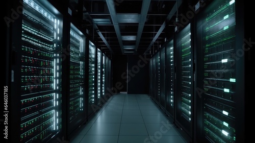 Platform for Hosting Contemporary Internet Contents Rack Housing Server Data Storage Hardware The Equipment in the Data Center Is Connected by a Lot of Network Cables