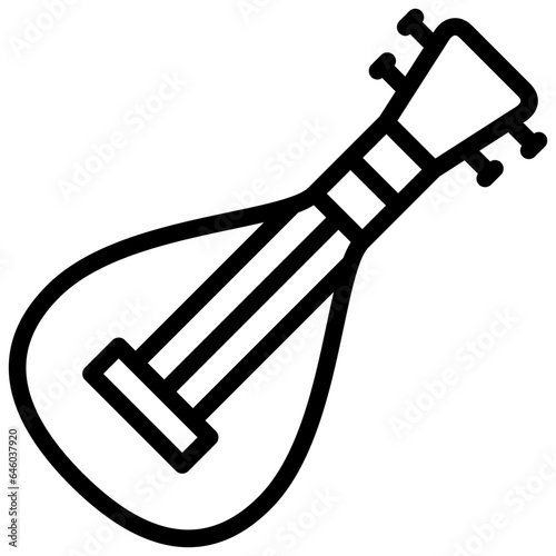 biwa icon illustration design with outline