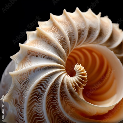 seashell on black background 