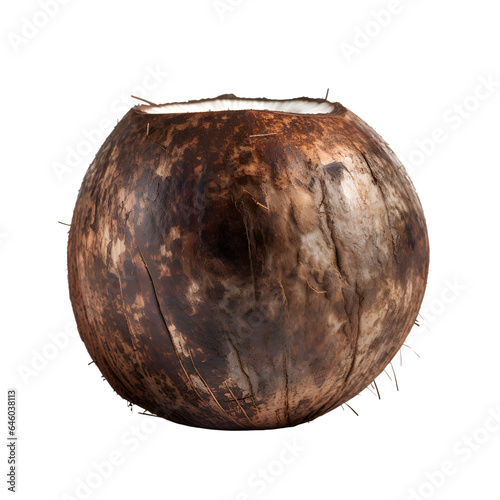 Coconut, isolated on white background, full depth of field Generative Ai