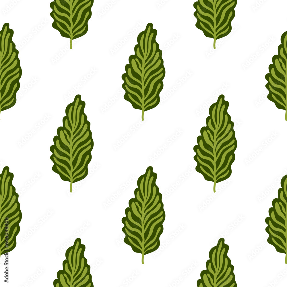 Obraz premium Abstract autumn leaves seamless pattern. Simple botanical leaf background.