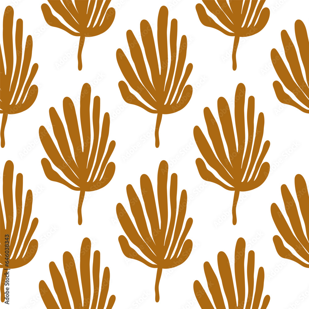 Fototapeta premium Simple organic shape seamless pattern. Tropical leaves background. Matisse inspired decoration wallpaper.