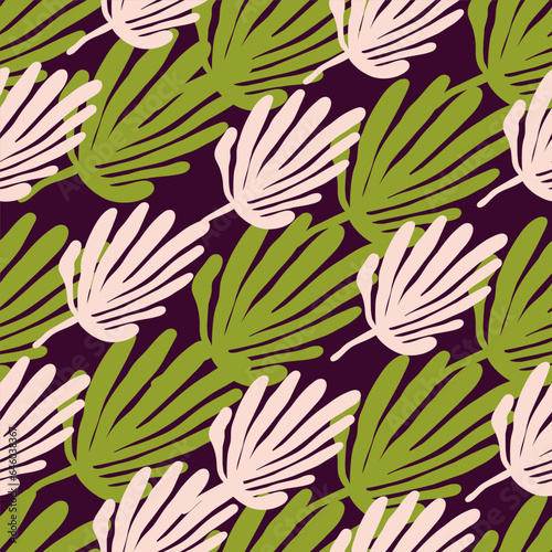 Simple organic shape seamless pattern. Tropical leaves background. Matisse inspired decoration wallpaper. photo