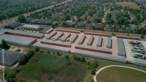 Drone shot of a personal storage unit facility. photo