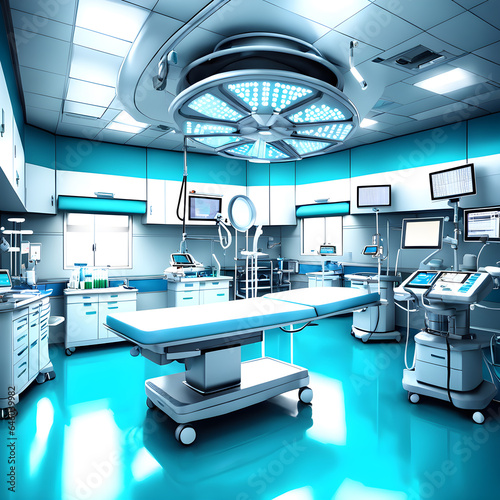 Inside the hospital operating room. Generative AI.
