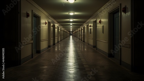 Vue en perspective d'un couloir  vide, généré par IA
