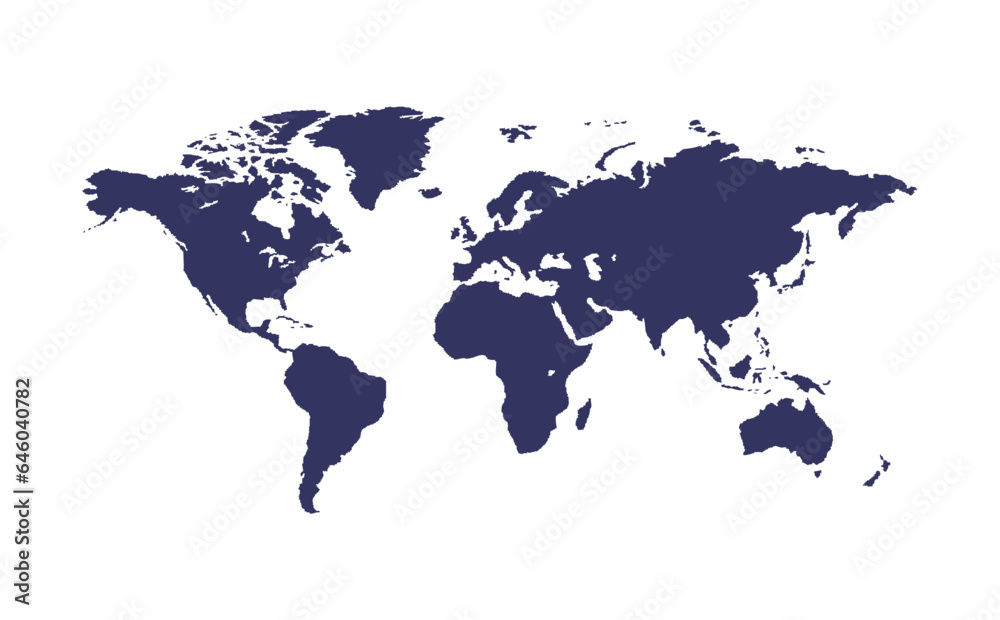 World Map in Blue Color. Vector Illustration.