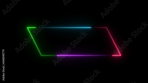abstract glowing neon rectangle frame illustration background 4k  © mdSafiqul