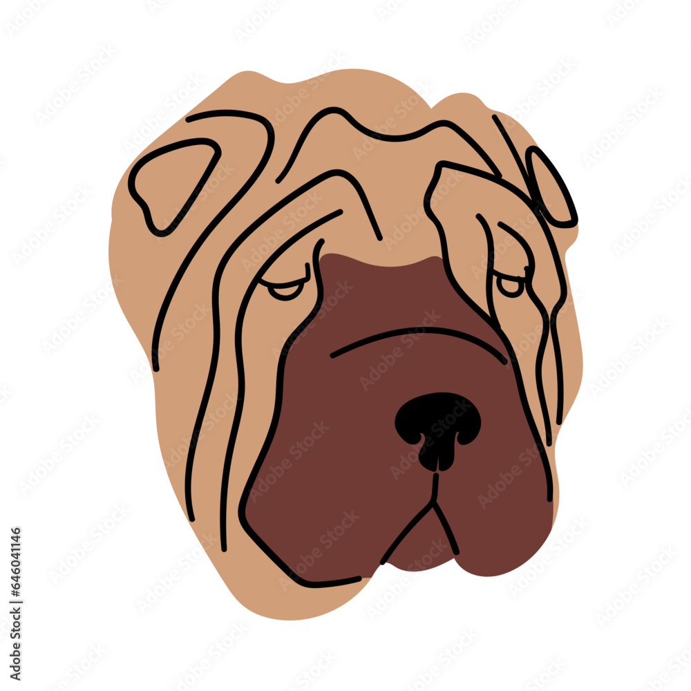 Shar Pei Dog Portrait Illustration Shar Pei Dog Portrait Illustration