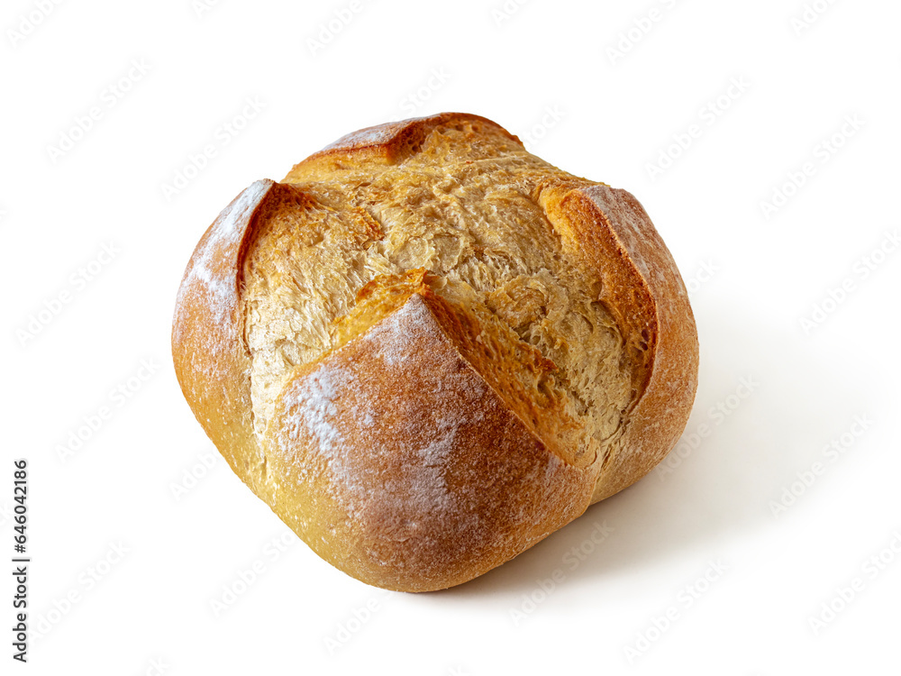 French bread made of wheat flour on a white background French bread made of wheat flour on a white background