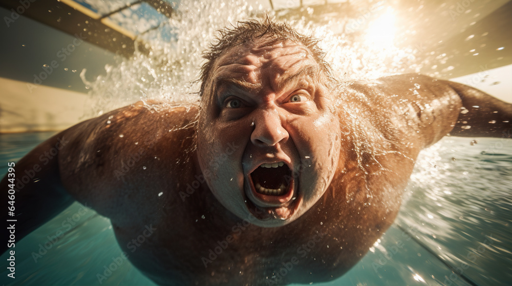 Swimming Fat Human A Swimmer Is Doing Laps In A Pool Providing A swimming-fat-human-a-swimmer-is-doing-laps-in-a-pool-providing-a