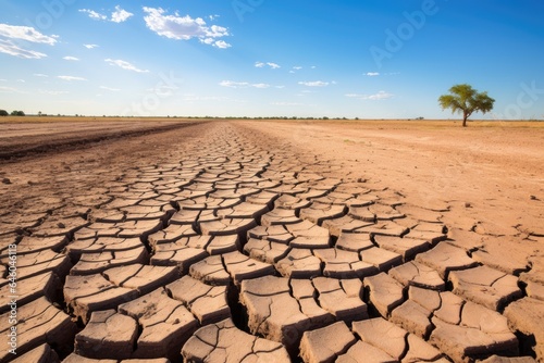Field after drought. cracked earth