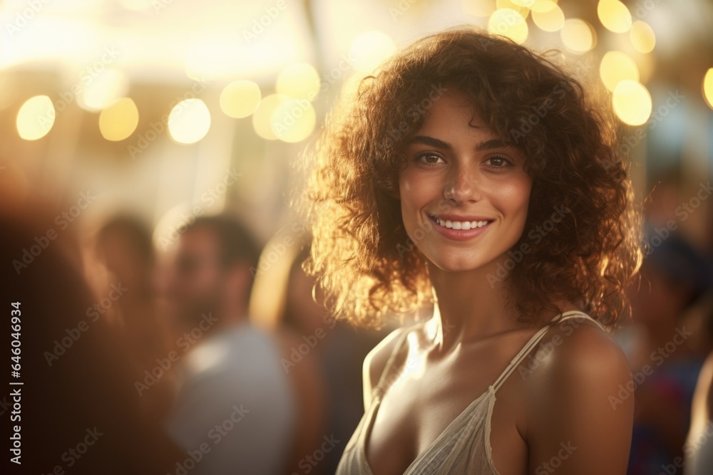 radiant, oliveskinned Mediterranean woman seen at lively beach party, almost invisible in crowd. nearconstant state of melancholy in environment of mirth and joy reflects dysthymia, chronic radiant, oliveskinned Mediterranean woman seen at lively beach party, almost invisible in crowd. nearconstant state of melancholy in environment of mirth and joy reflects dysthymia, chronic