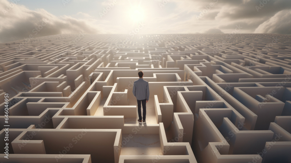 Fototapeta premium Surreal Labyrinth: Navigating Life's Challenges with Complex Problem-Solving for Success.