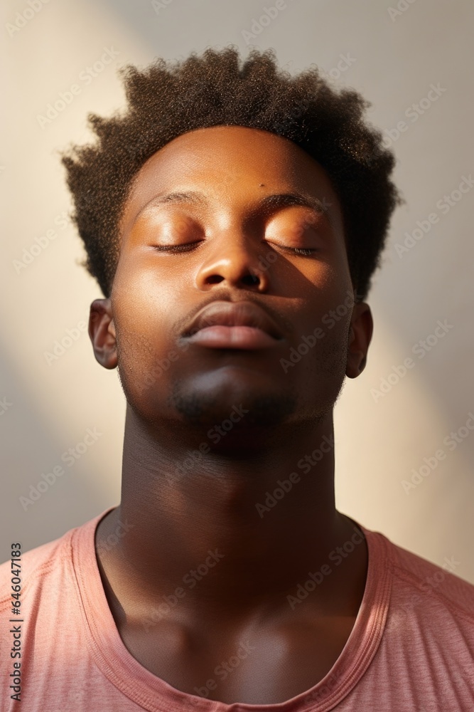 young adult male of African descent concentratedly practicing yogic postures in brightlylit, minimalist studio. deep sweatstreaked frown shows effort in trying to achieve catharsis through young adult male of African descent concentratedly practicing yogic postures in brightlylit, minimalist studio. deep sweatstreaked frown shows effort in trying to achieve catharsis through