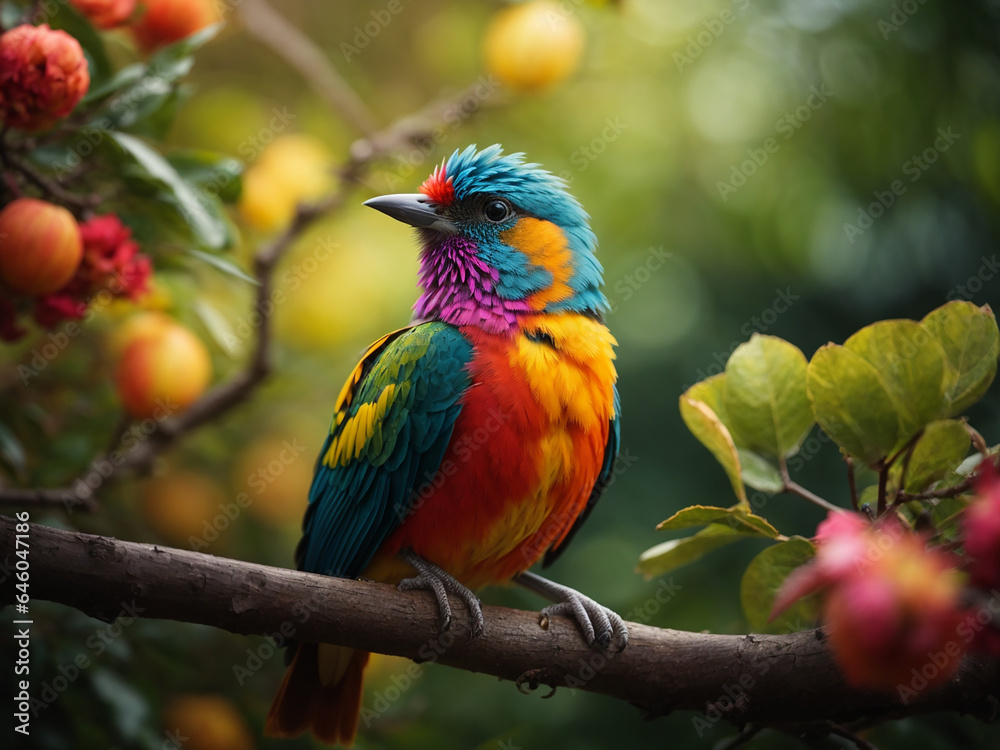 	
A bird sitting on a tree branch 