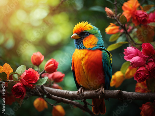  A bird sitting on a tree branch 
