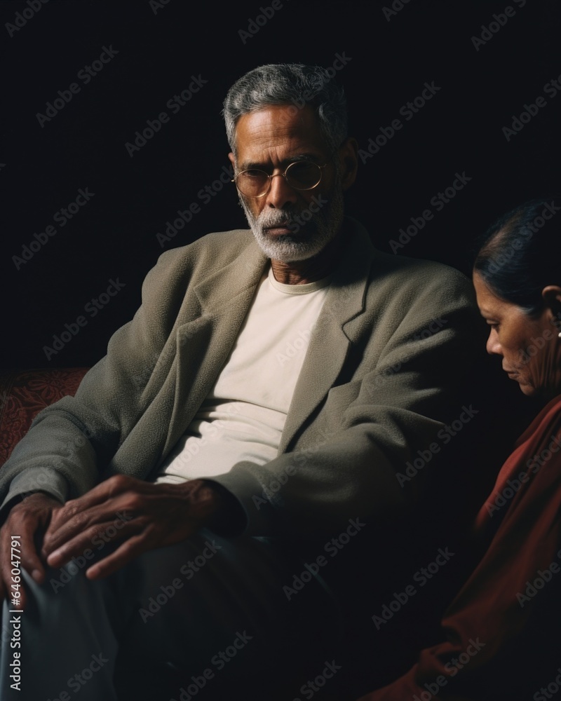 Seated across SouthAsian man gentlelooking senior African American Seated across SouthAsian man gentlelooking senior African American