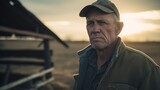 In heartland of America, middleaged Caucasian farmer tills land. vision of determination, he manages panic disorder with selective serotonin reuptake inhibitors, turning psychological battleground