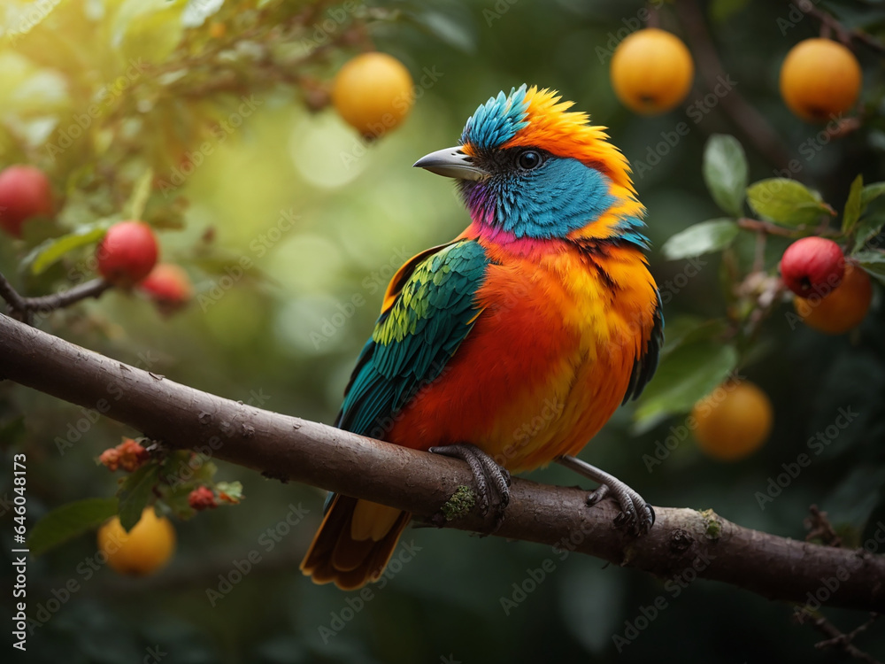 	
A bird sitting on a tree branch 