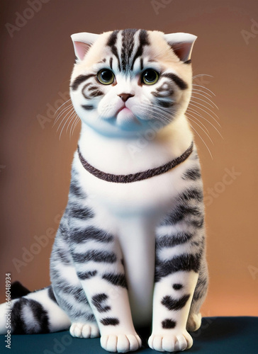 Pippa, the Scottish Fold with a panda face, yearned for stardom as a cat model. With determination and charm, she embarked on a whisker-raising journey to fame!  photo