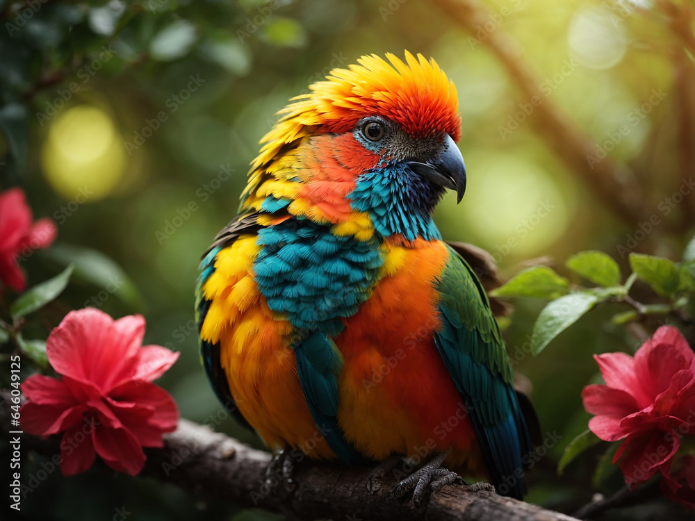 Obraz premium A bird sitting on a tree branch 