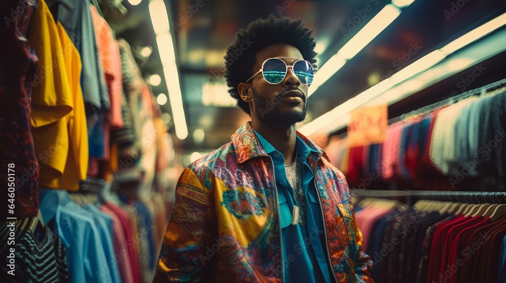 Real Retro fashion enthusiast people in a 90s and 200s inspired style. Serious fashion man from 90s Real Retro fashion enthusiast people in a 90s and 200s inspired style. Serious fashion man from 90s