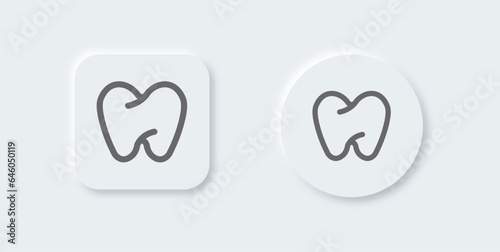Teeth line icon in neomorphic design style. Dentist signs vector illustration.