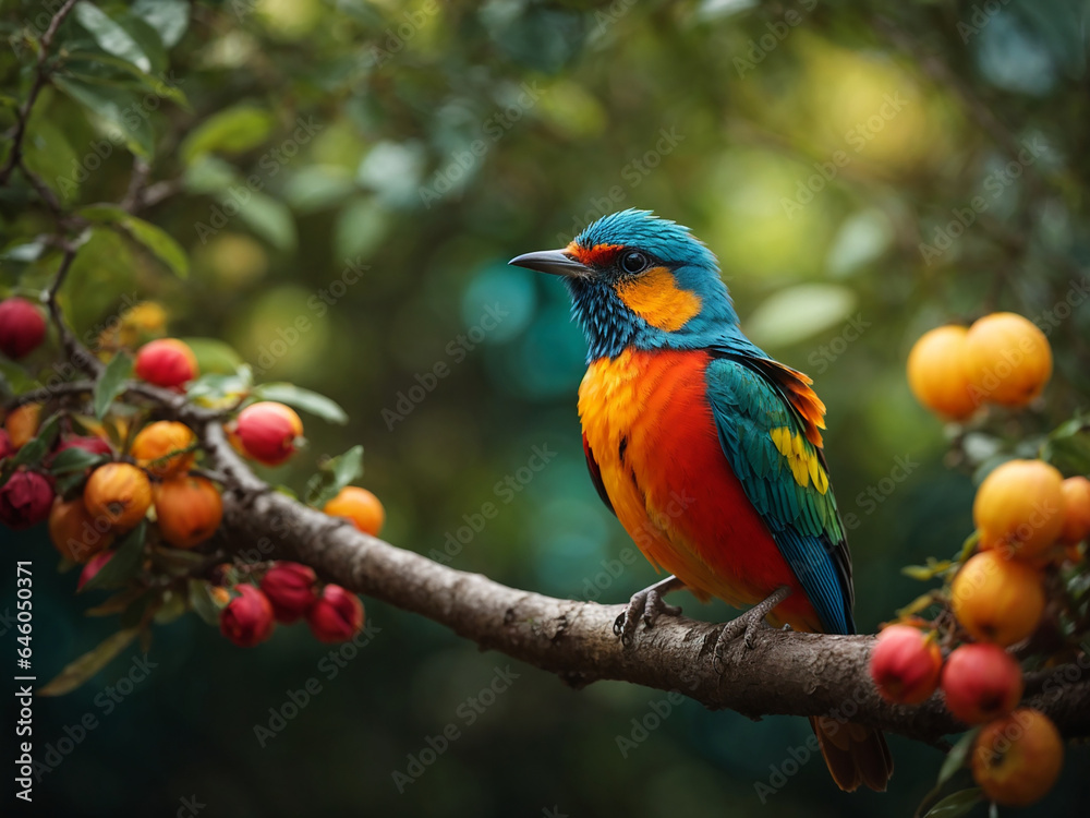 Obraz premium A bird sitting on a tree branch 