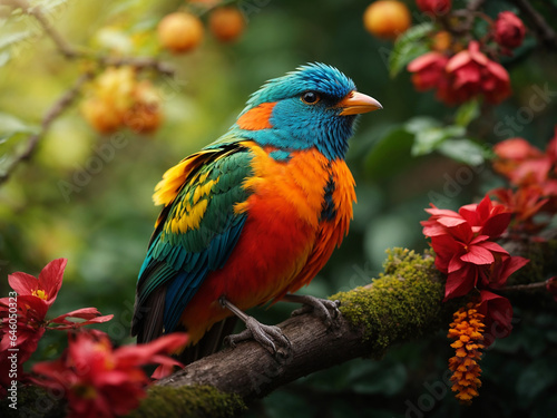  A bird sitting on a tree branch 