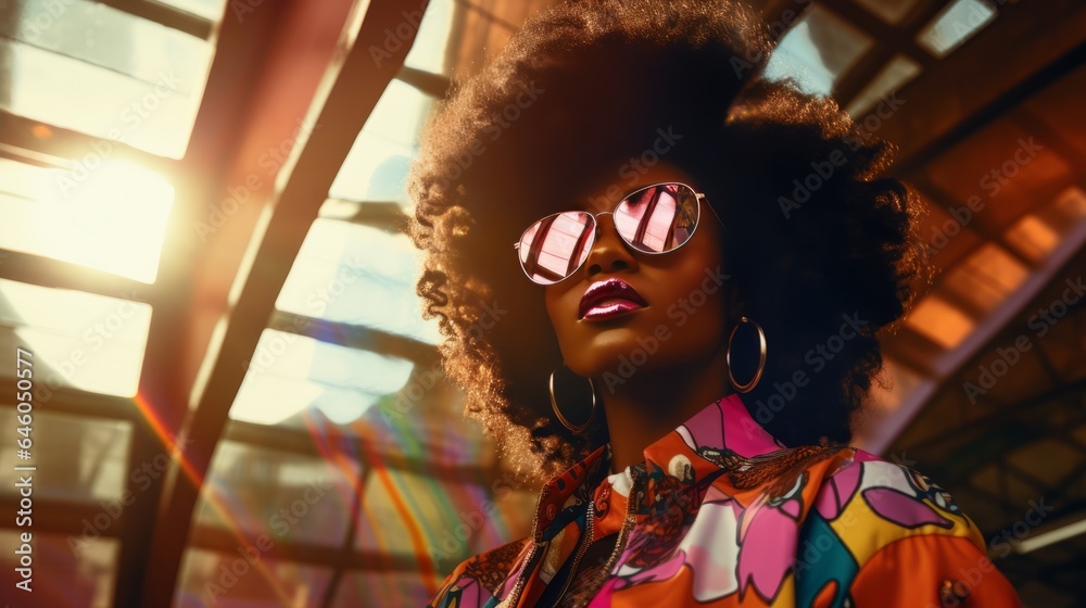 Dreamful Retro fashion enthusiast people in a 90s and 2000s inspired style.  Fashion woman from 90s wears sunglasses Stock Photo | Adobe Stock