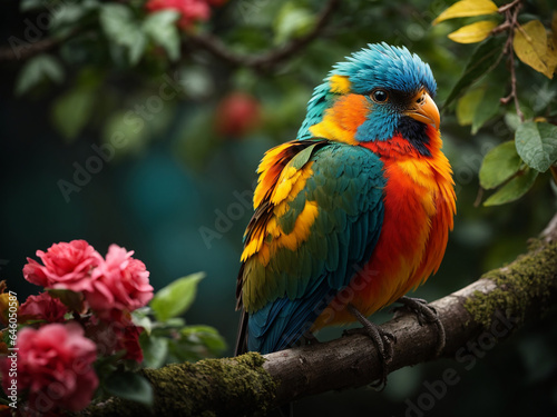  A bird sitting on a tree branch 